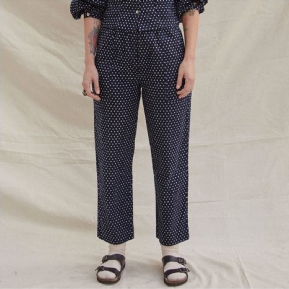 Sugar Candy Mountain Karen Linen Navy Polka Dot Pants Size Large